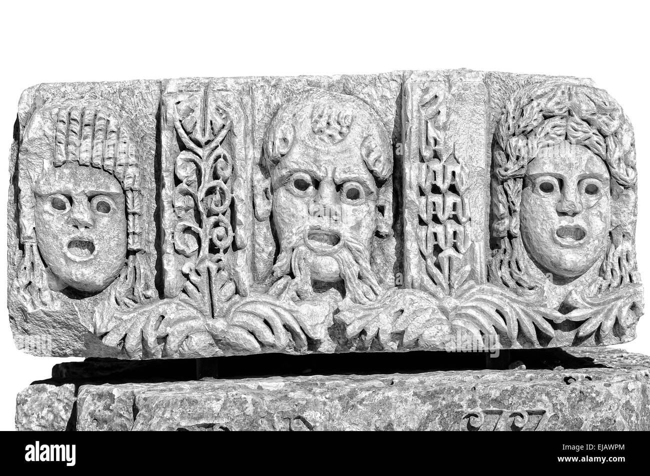 Myra theater masks white and black Stock Photo Alamy