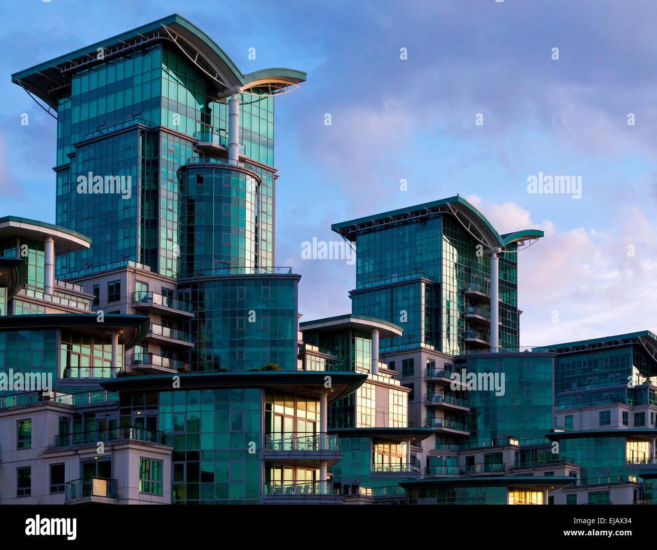 St Wharf riverside development of luxury flats on the south bank of the River Thames next