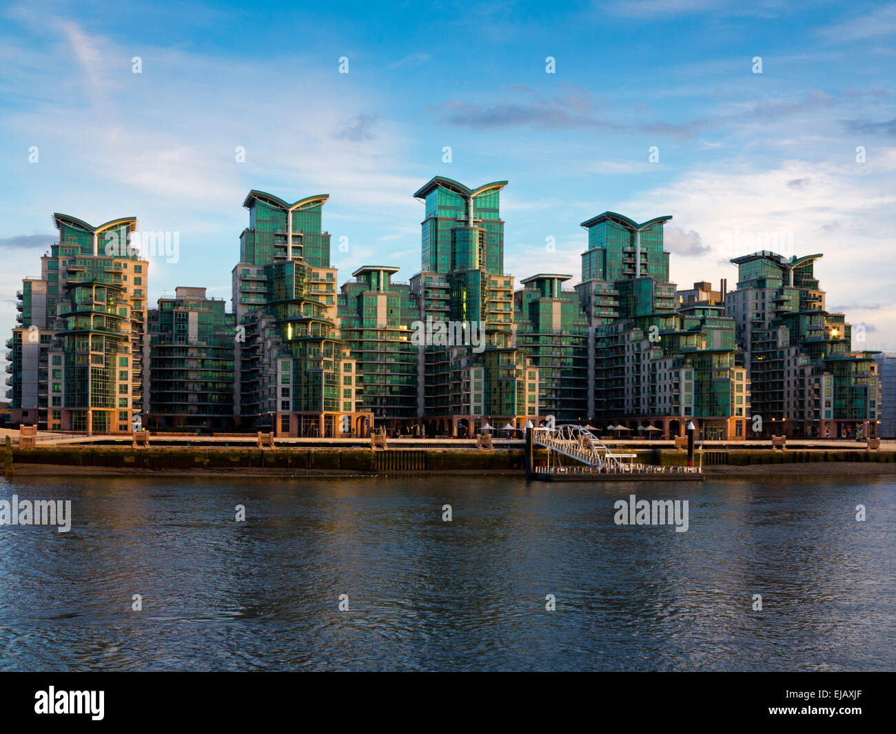 St Wharf riverside development of luxury flats on the south bank of the River Thames next
