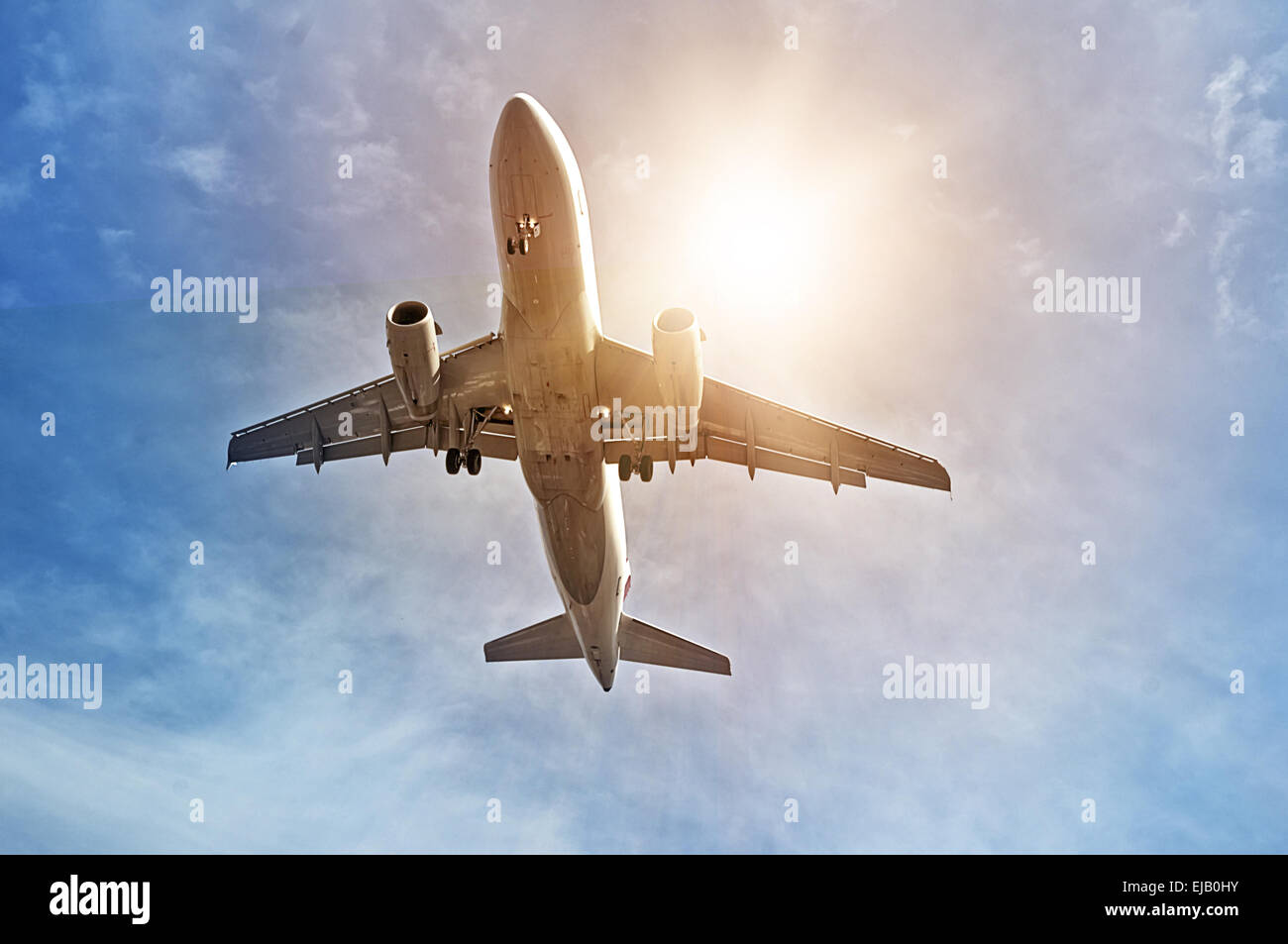 departing plane Stock Photo