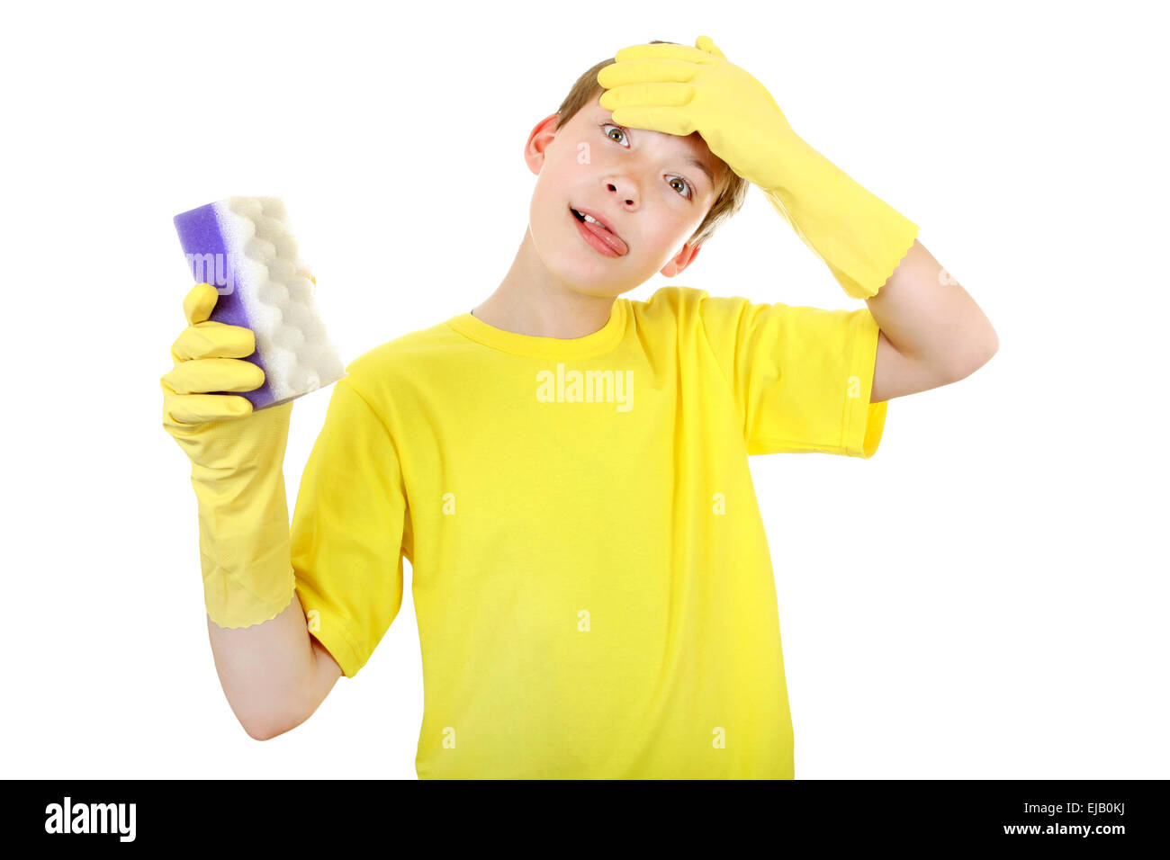 Kid with Bath Sponge Stock Photo Alamy