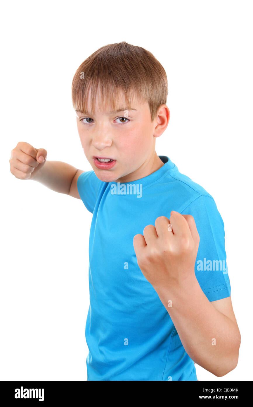 Kid threaten with a Fist Stock Photo