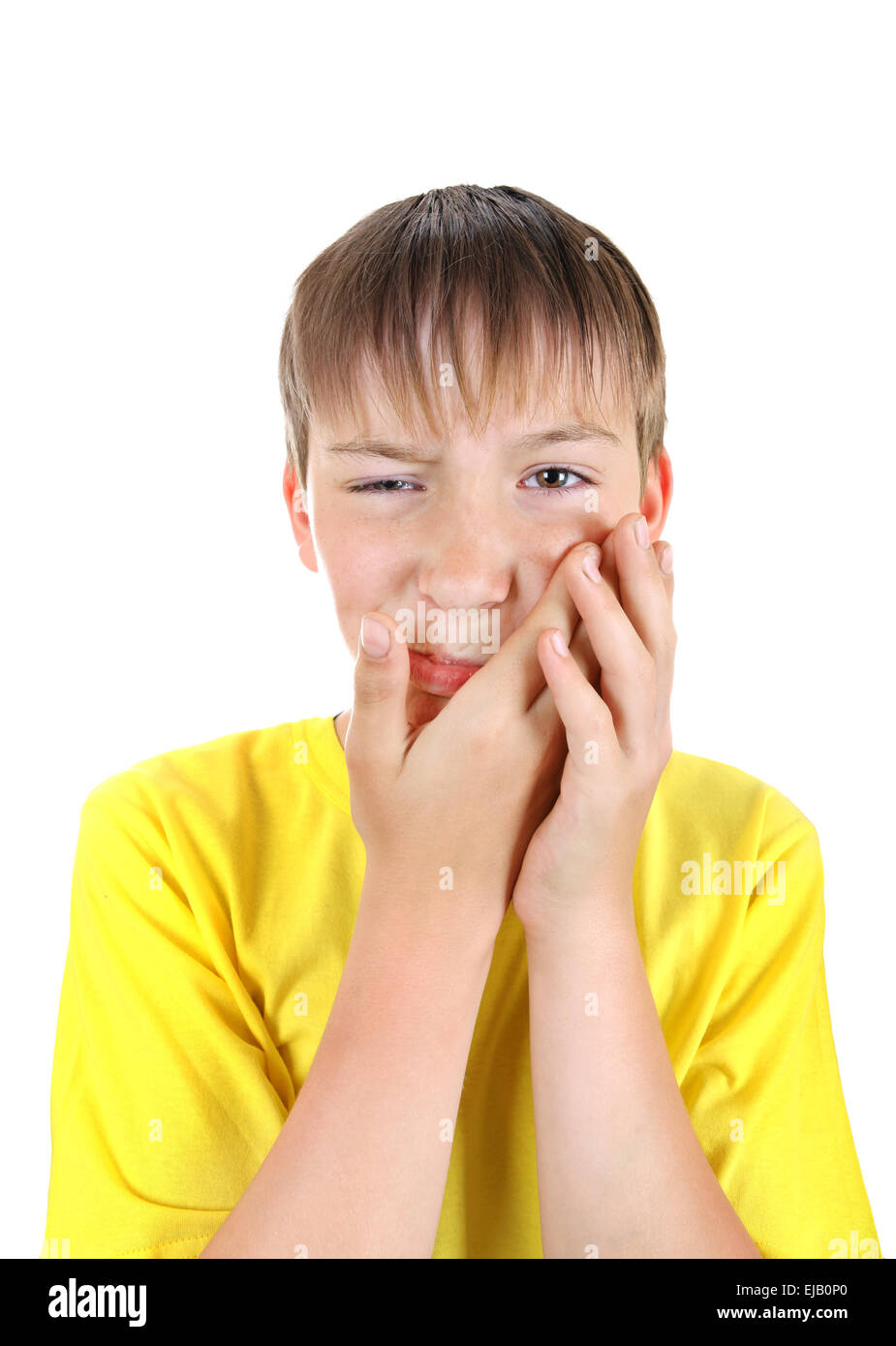 Kid feels Toothache Stock Photo