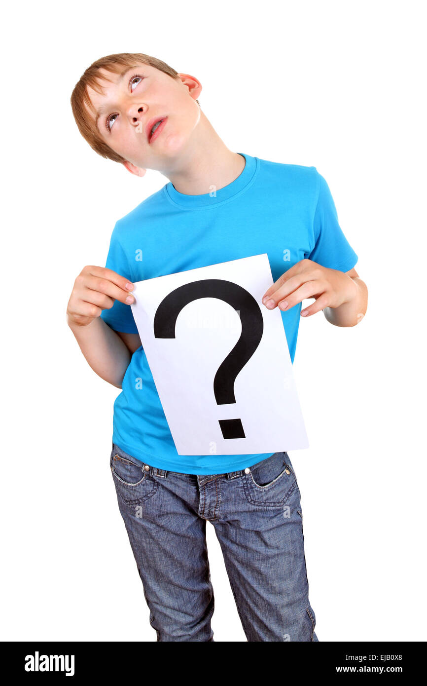Kid holds Question Mark Stock Photo