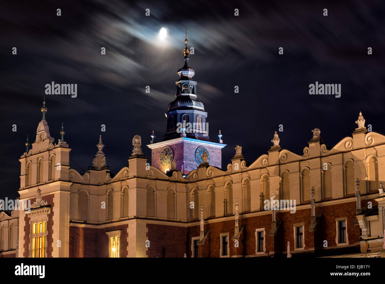 Cloth halls and tower of the city hall in Krakow Stock Photo