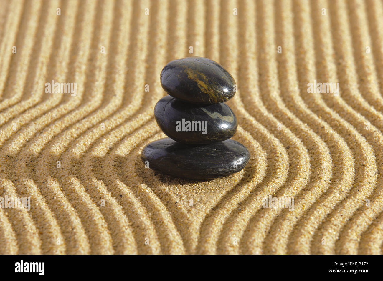 Japanese ZEN garden with stacked stones Stock Photo Alamy