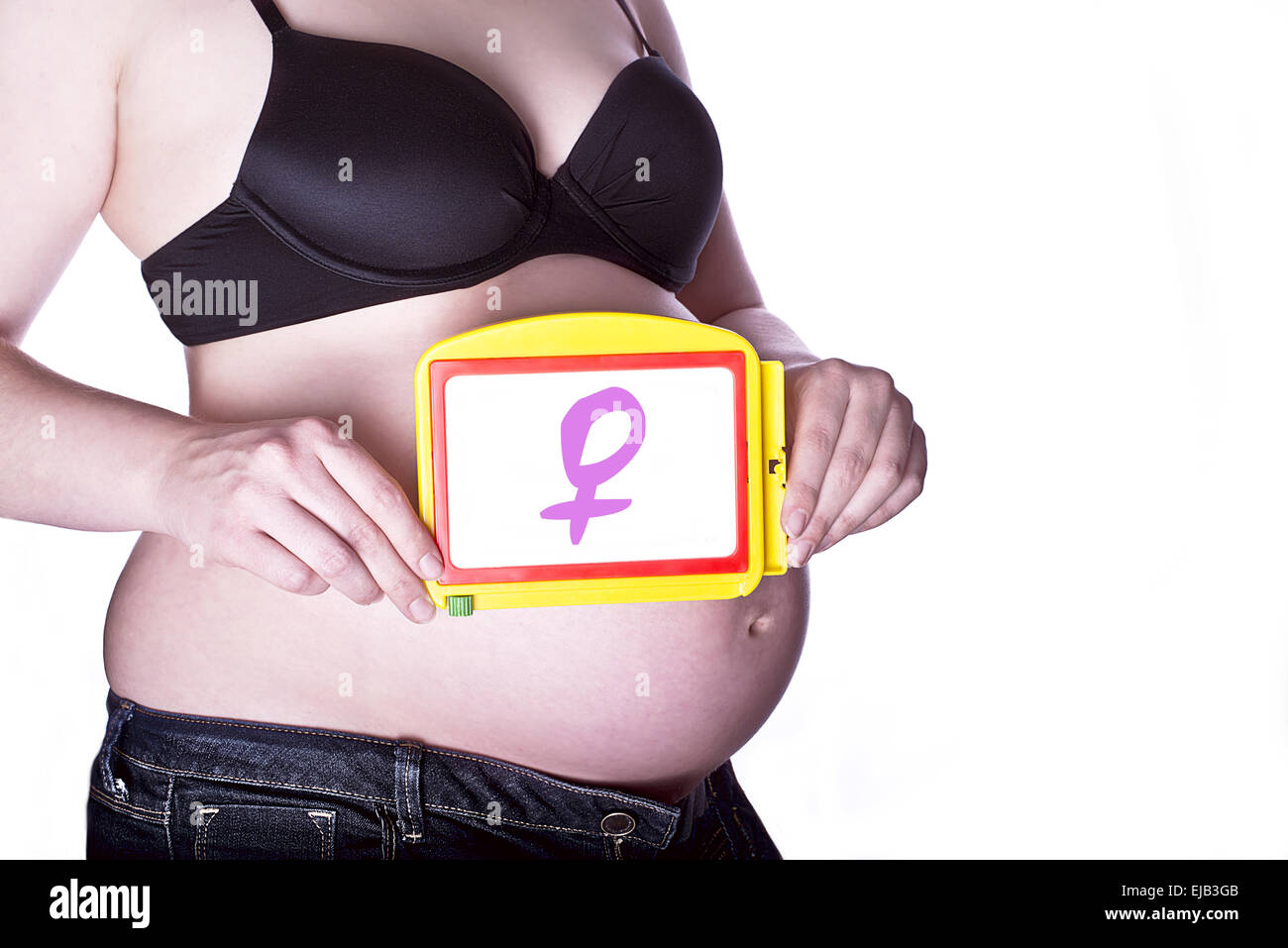 Pregnant Sign female Stock Photo