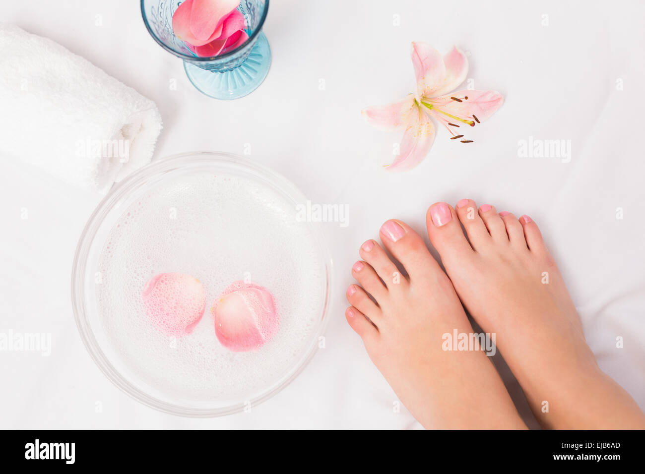 Womans feet after a pedicure Stock Photo Alamy