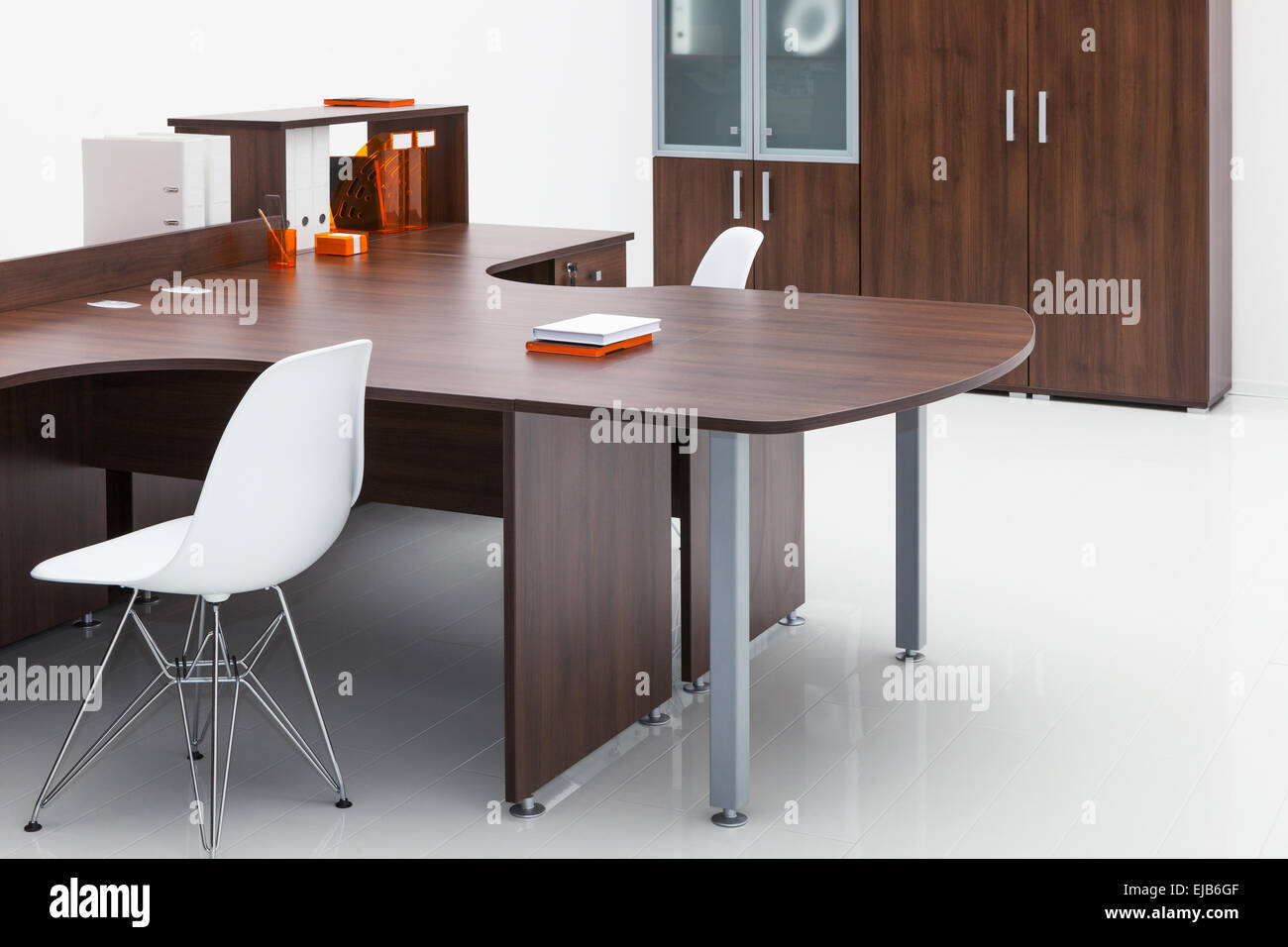 plastic chair, desk and bookcase Stock Photo Alamy