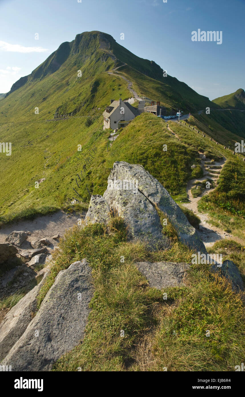 WALKING PATH TO SUMMIT PUY MARY VOLCANO CANTAL AUVERGNE FRANCE Stock Photo