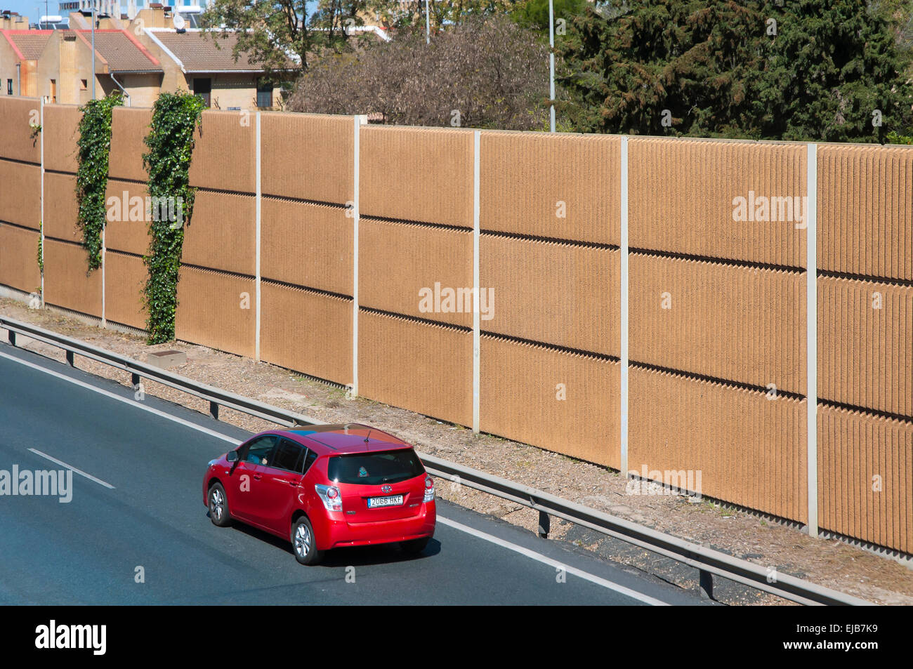 Acoustic barriers on the road, Seville, Region of Andalusia, Spain, Europe Stock Photo