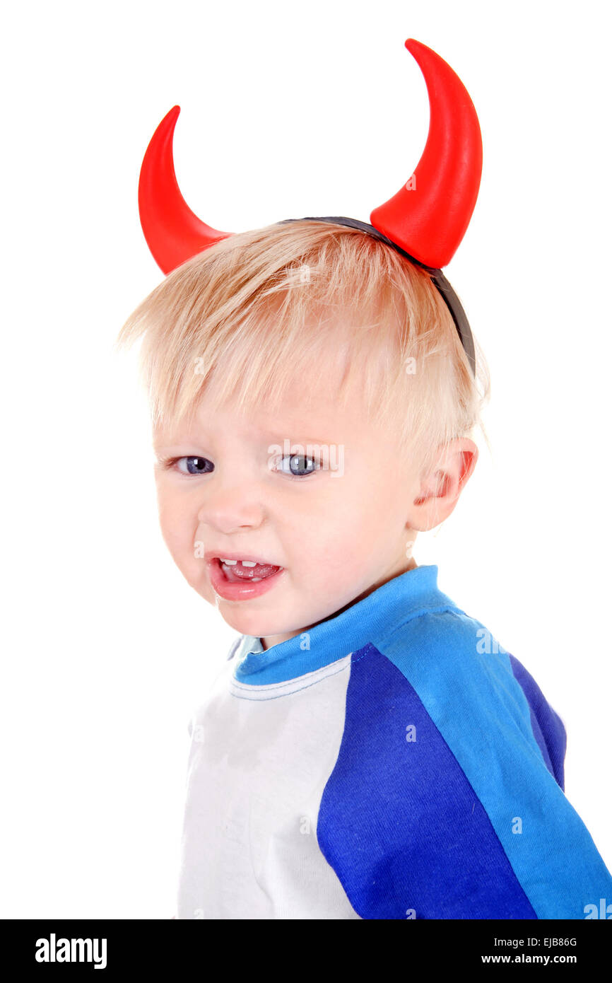Baby with Devil Horns Stock Photo