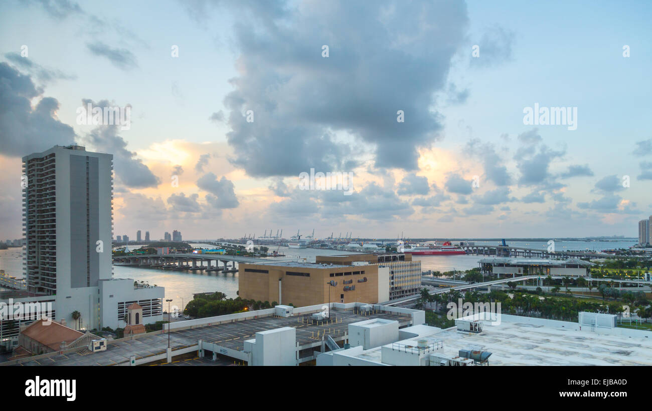Aerial view of Miami Downtown Stock Photo