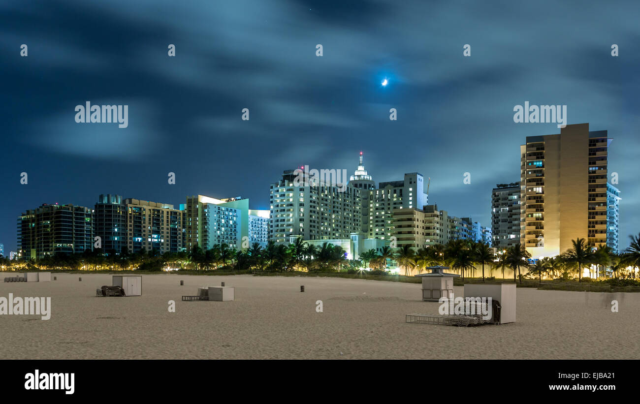 Miami Beach at night Stock Photo
