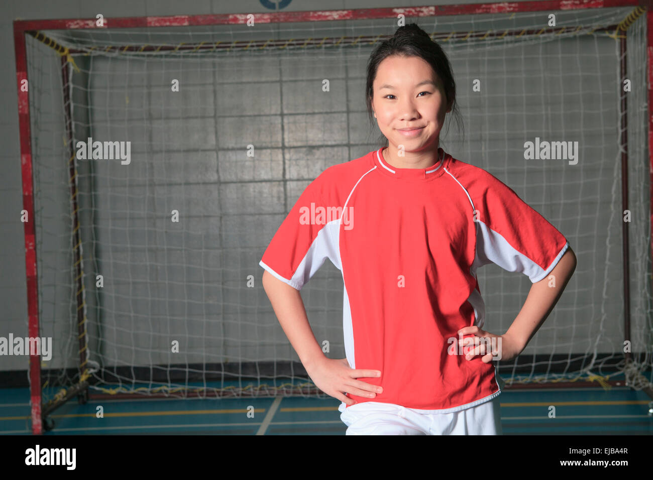 Female soccer player in a stadium Stock Photo Alamy