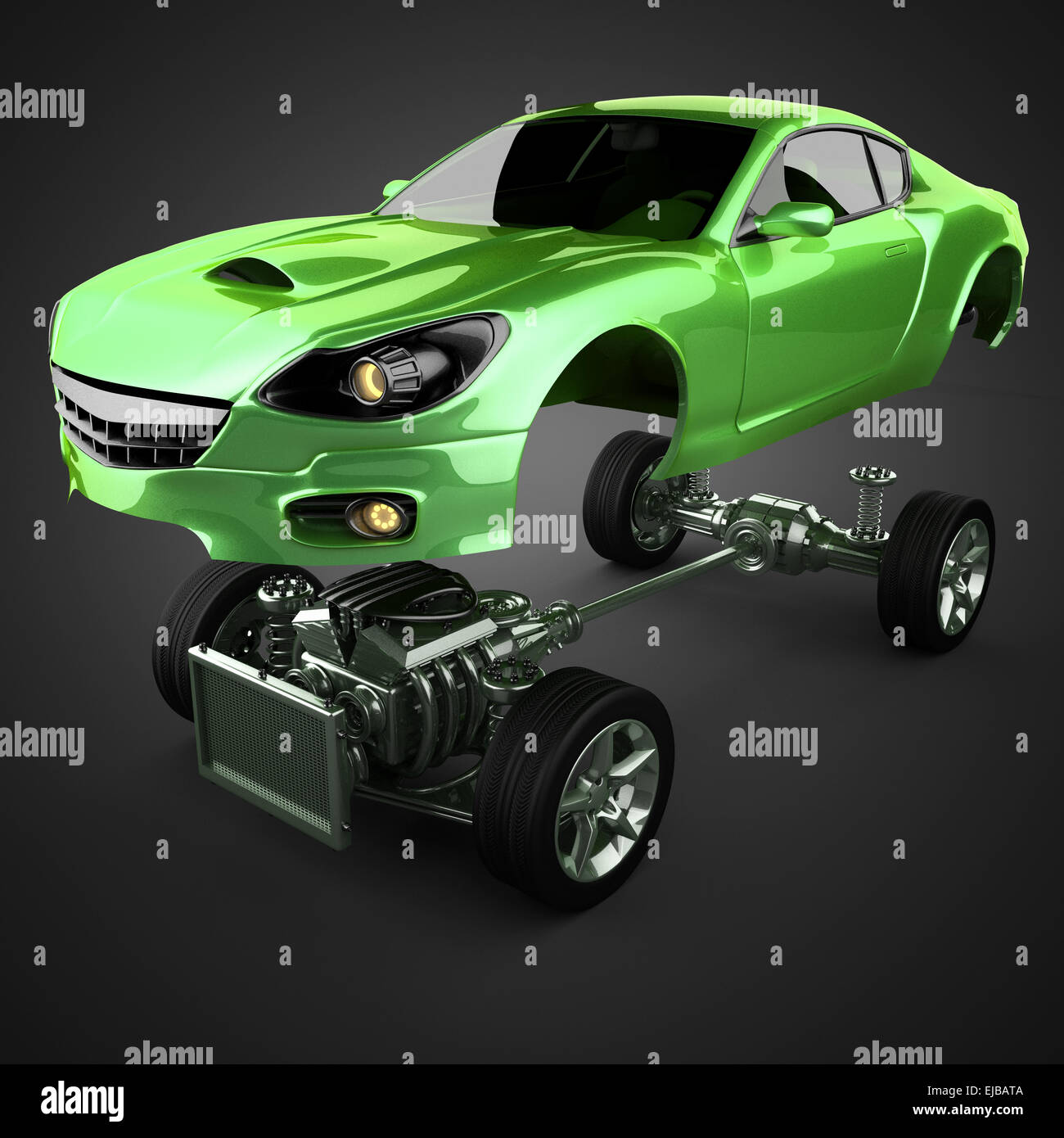 Car chassis with engine of luxury brandless sportcar Stock Photo Alamy