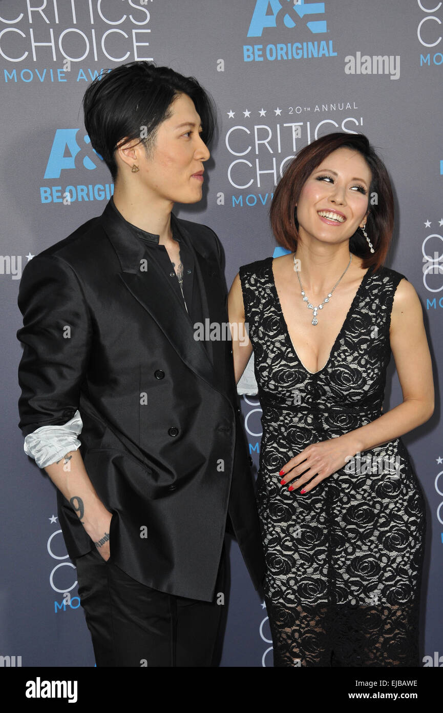 LOS ANGELES, CA - JANUARY 15, 2015: Takamasa Ishihara (Miyavi) & wife Melody Miyuki Ishikawa at the 20th Annual Critics' Choice Movie Awards at the Hollywood Palladium. Stock Photo