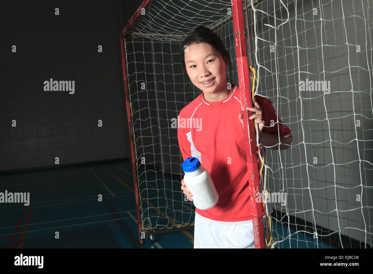 Female soccer player in a stadium Stock Photo Alamy