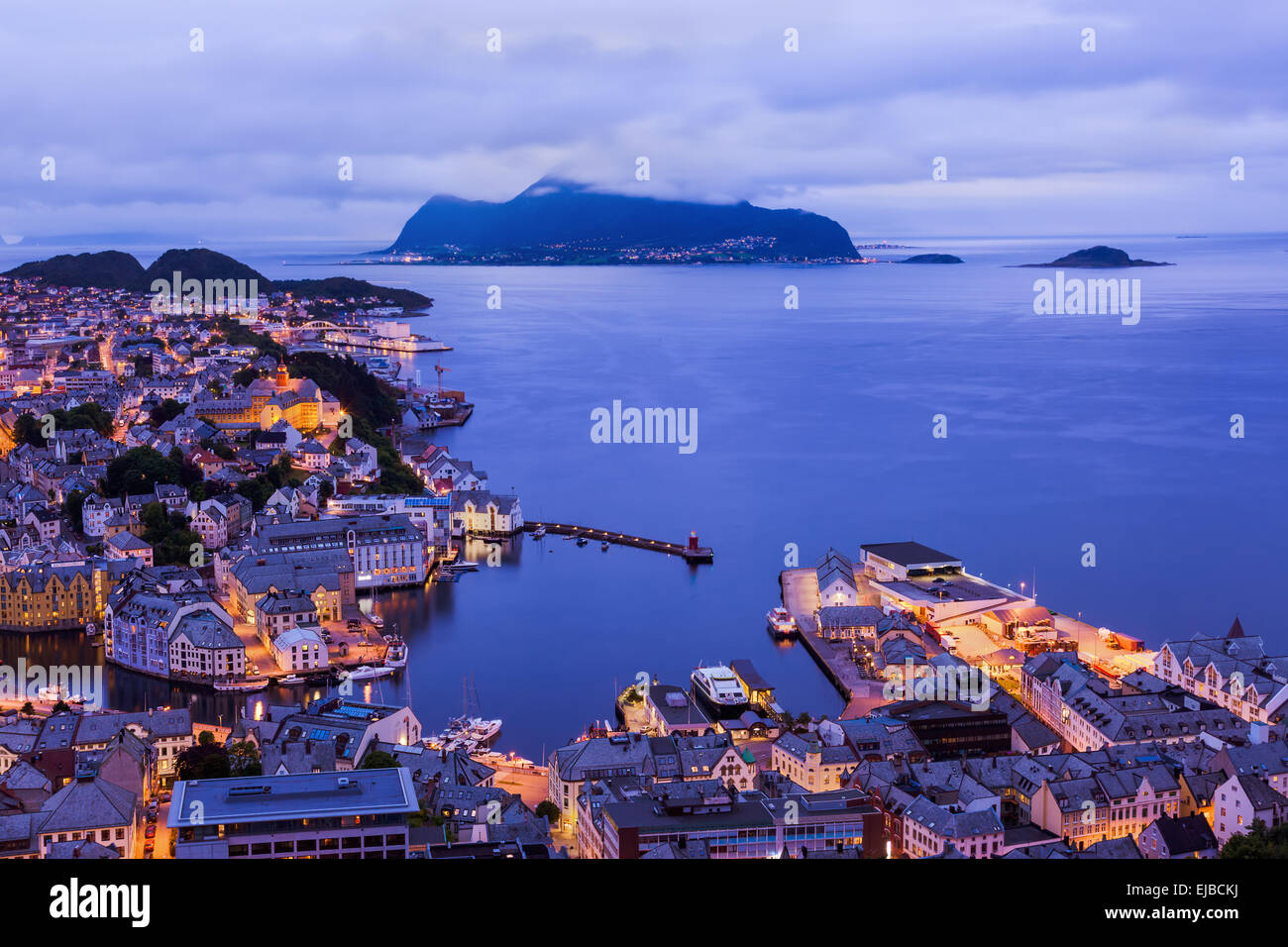 Cityscape of Alesund Norway Stock Photo Alamy
