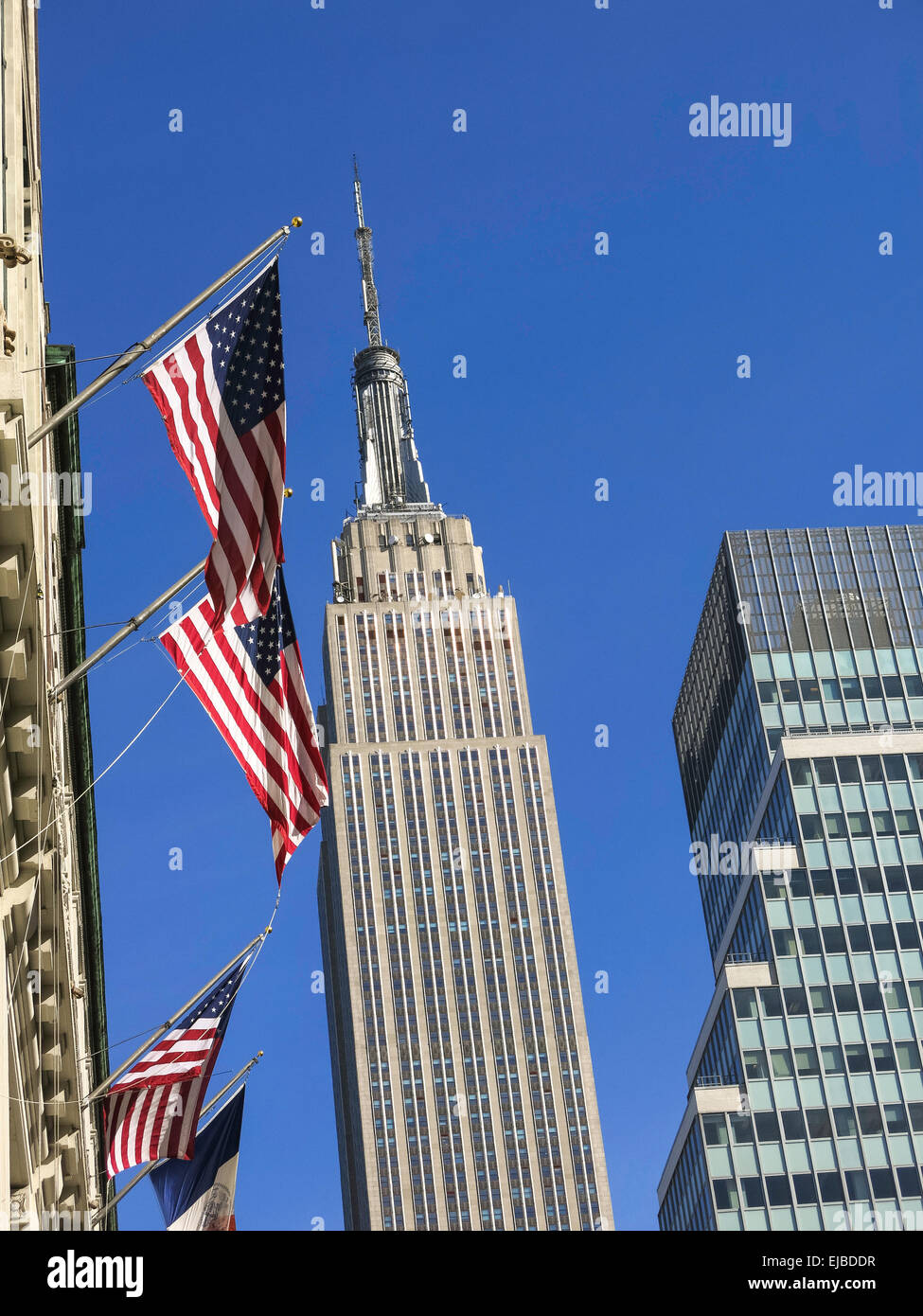 Flags and Empire State Building, NYC Stock Photo Alamy