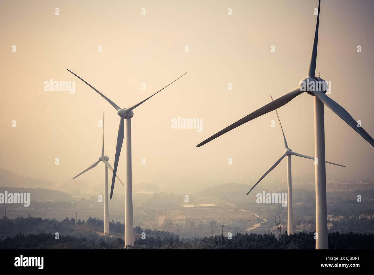 wind power generation turbine closeup Stock Photo