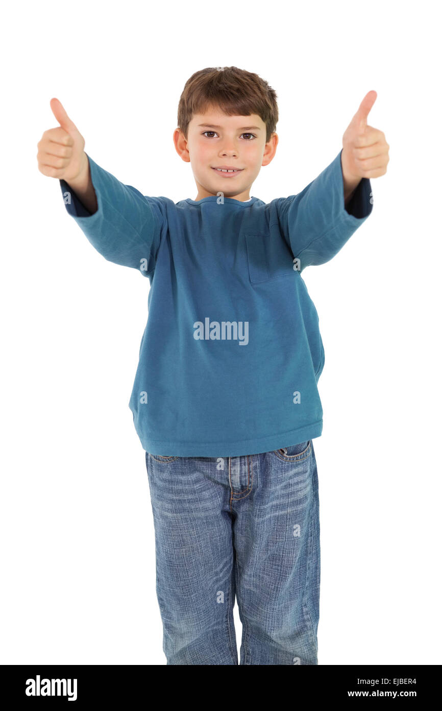 Happy little boy showing thumbs up Stock Photo - Alamy
