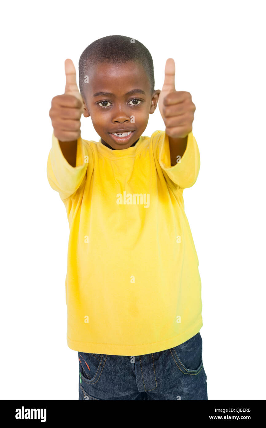 Happy little boy showing thumbs up Stock Photo - Alamy