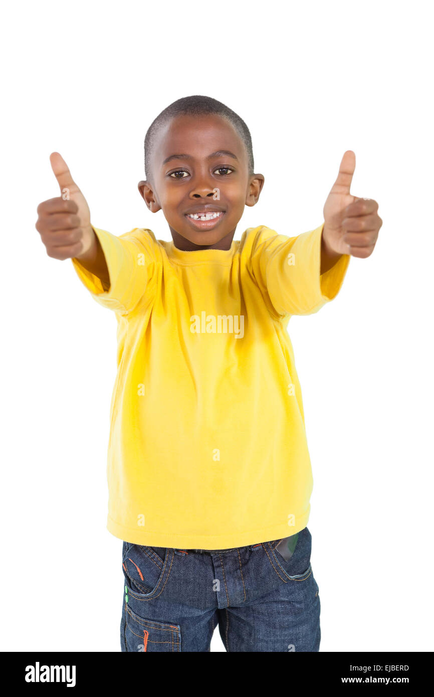 Happy little boy showing thumbs up Stock Photo - Alamy