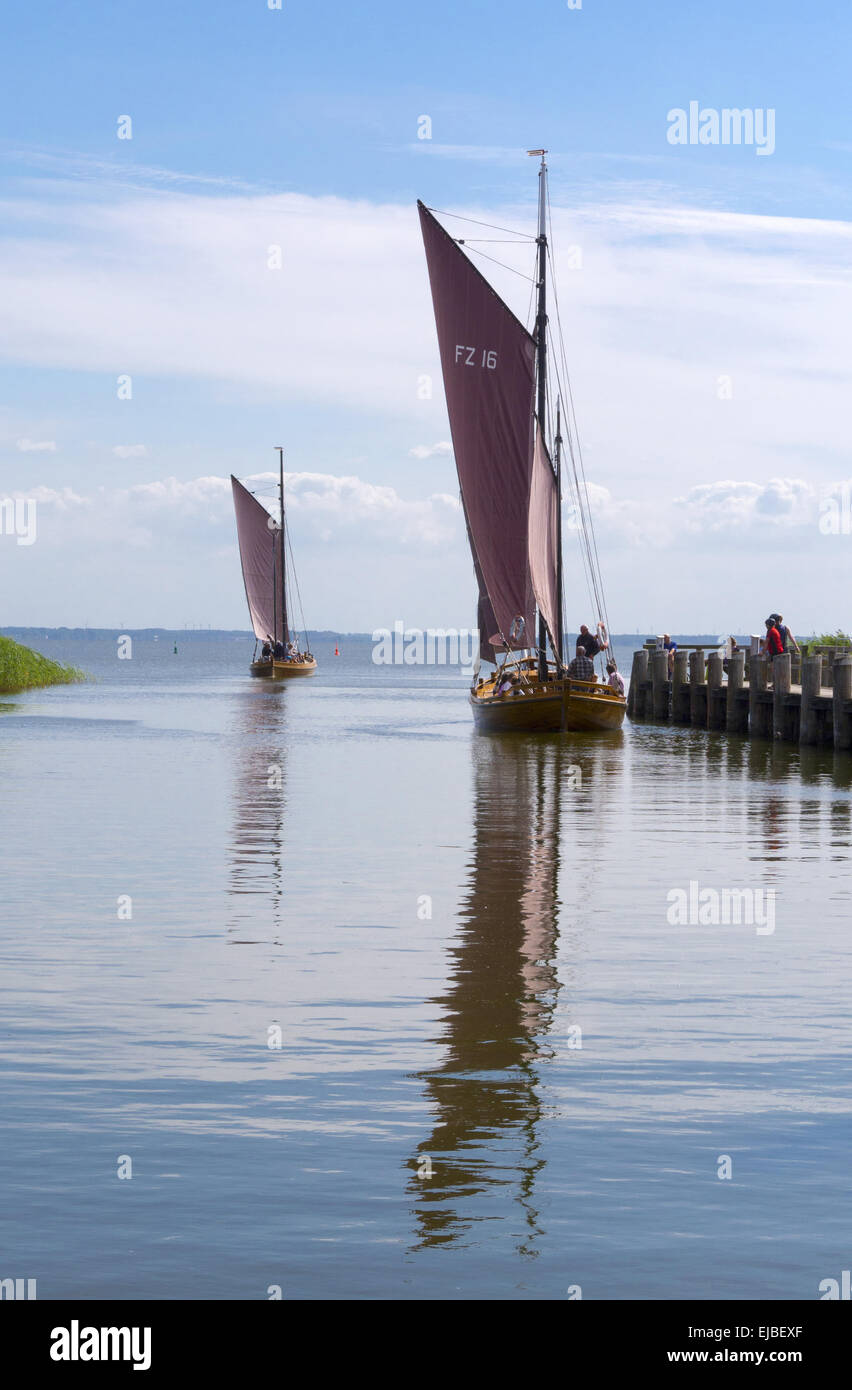 Zeesenboot boats in the harbor of Altenhagen Stock Photo