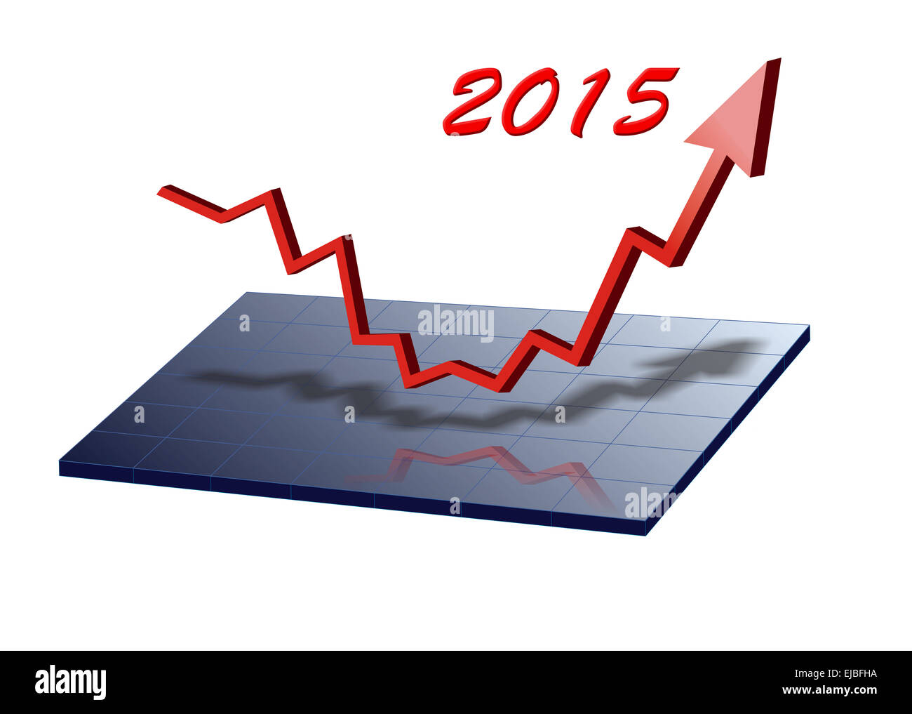 chart shows upswing and success for 2015 Stock Photo