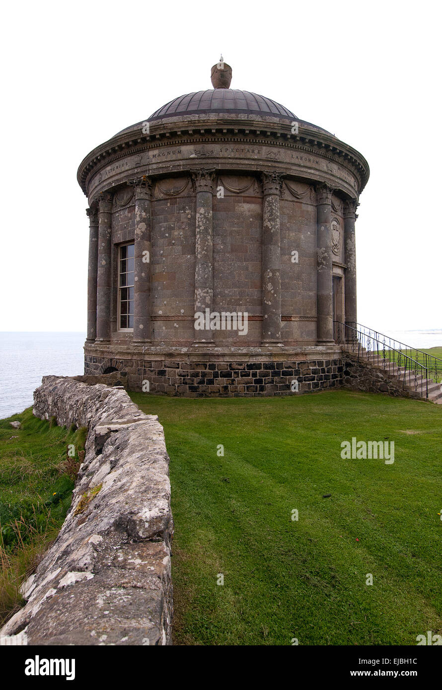 Mussenden Temple overlooks the Atlantic Ocean from its perch on the Northern Irish Coast Stock Photo