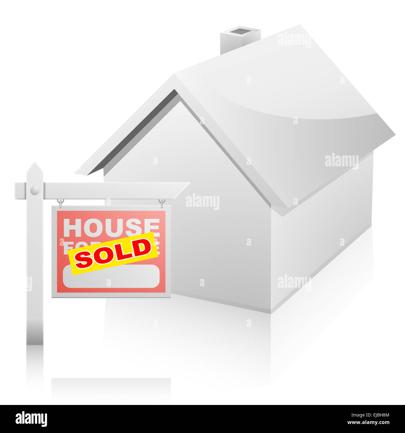 House with For Sale Sign Stock Photo