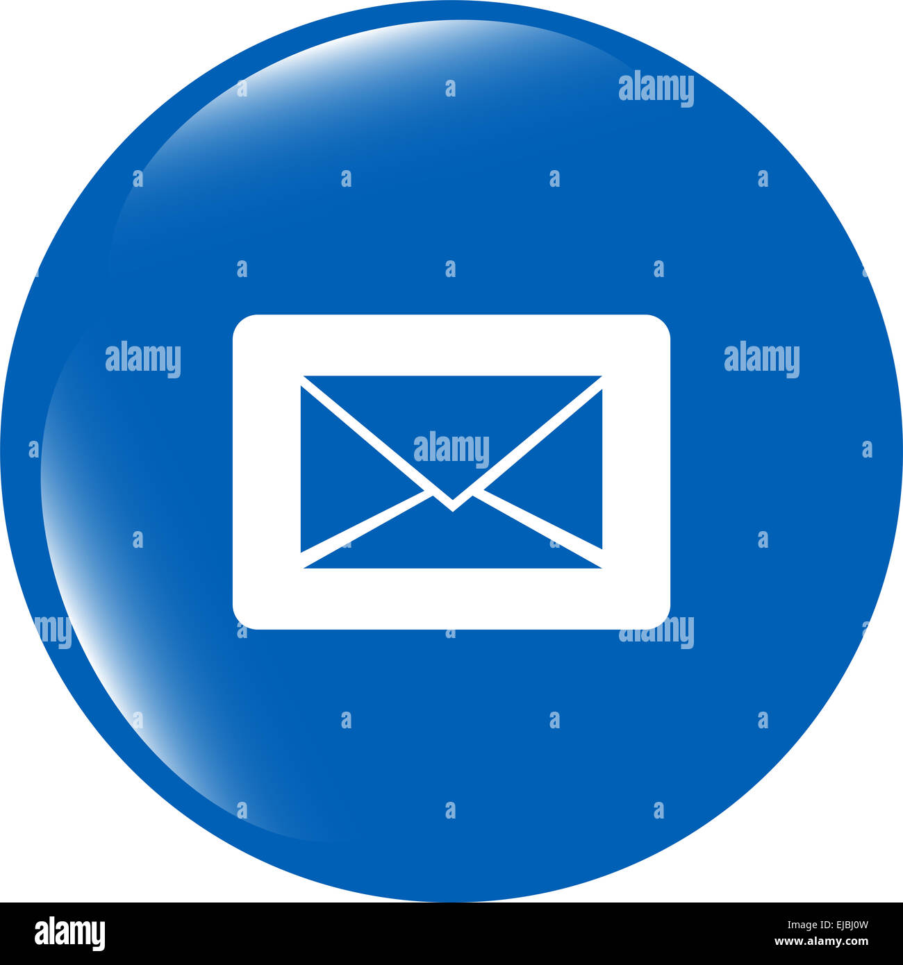 Email icon on glossy round button isolated on white background Stock ...