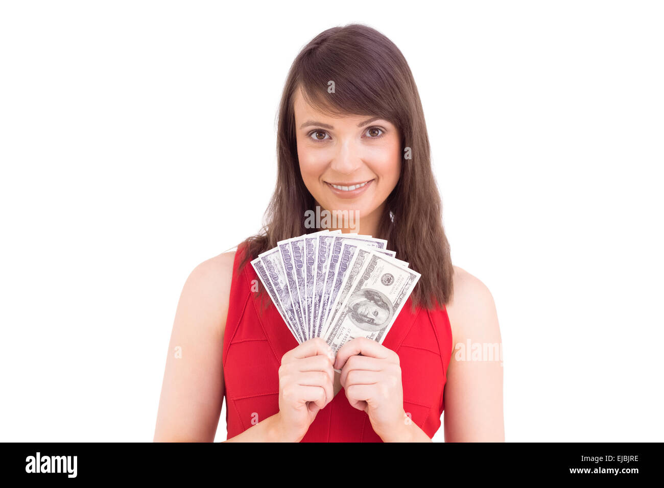Woman holding cash celebrating hi-res stock photography and images - Alamy