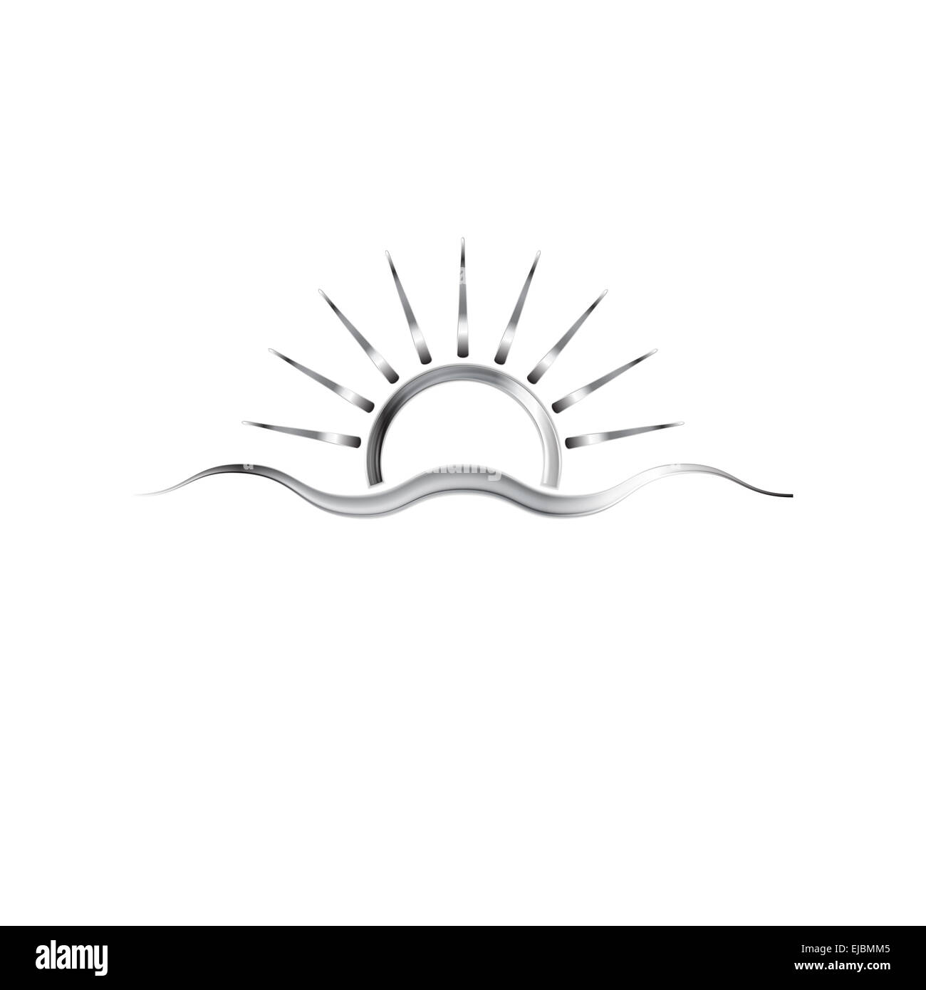 Steel metal logo. Sun and sea wave Stock Photo - Alamy