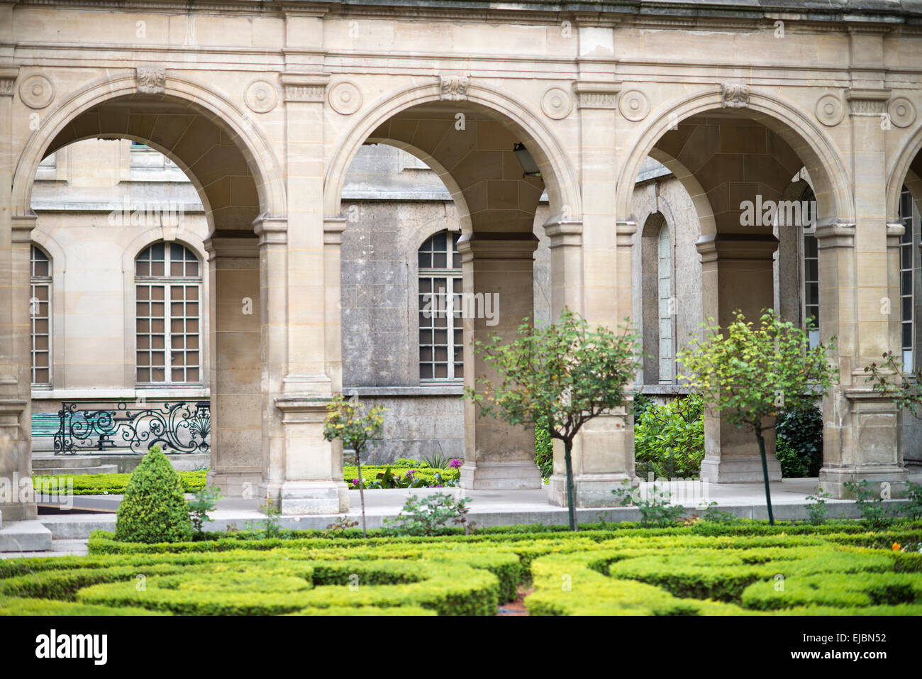 Courtyard and garden of the Carnavalet Museum, Paris, France Stock Photo