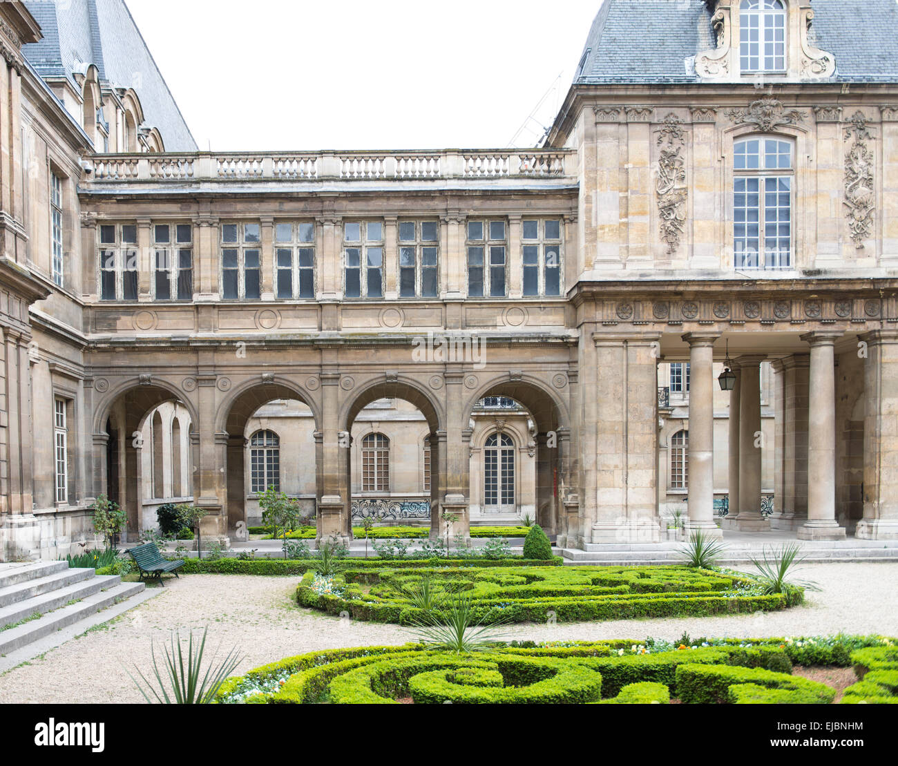 Courtyard and garden of the Carnavalet Museum, Paris, France Stock Photo