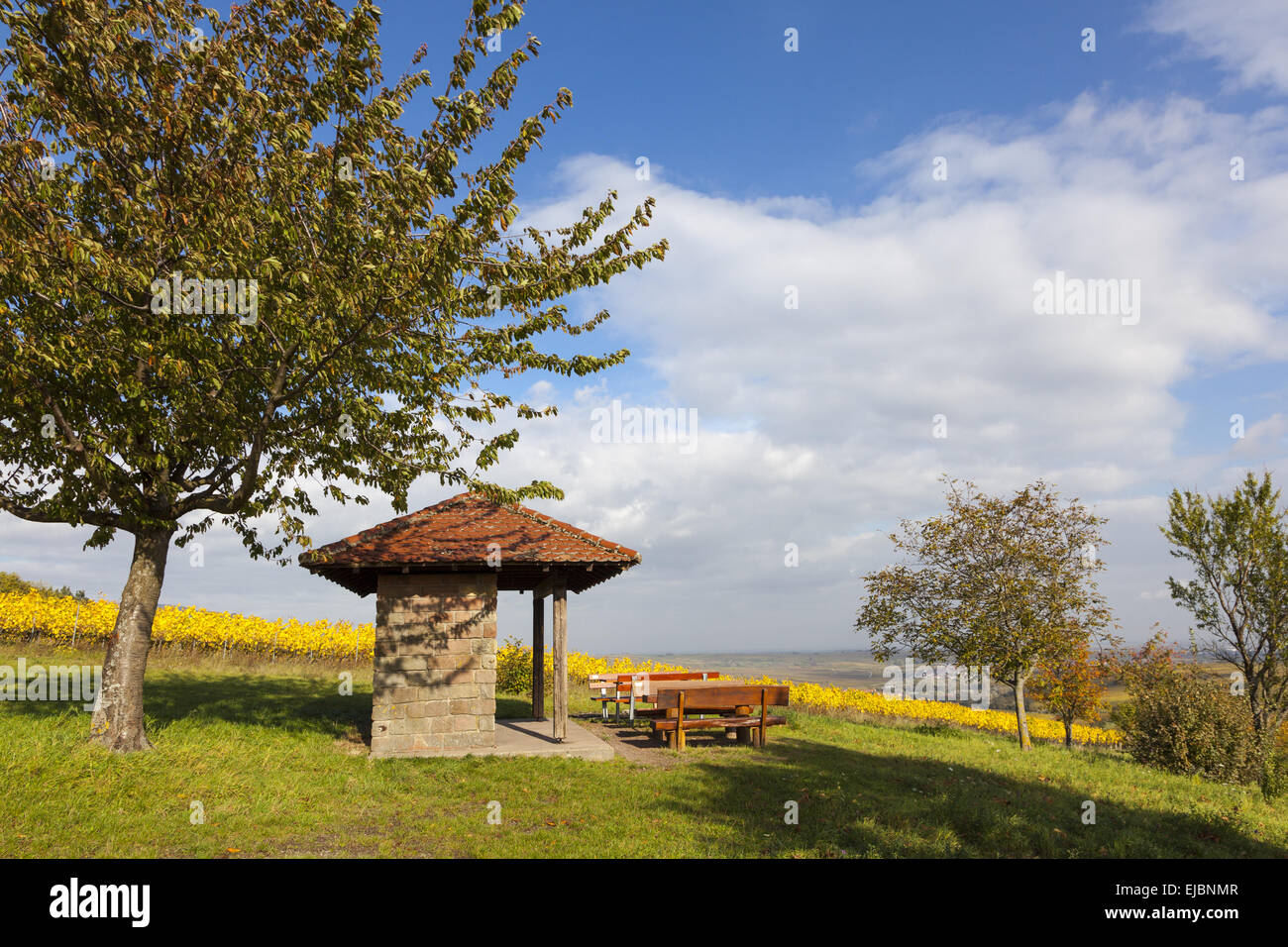 Picnic area overlooking the Rhine valley Stock Photo