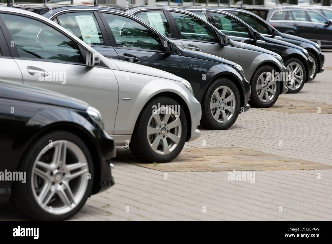 Cars in a line Stock Photo