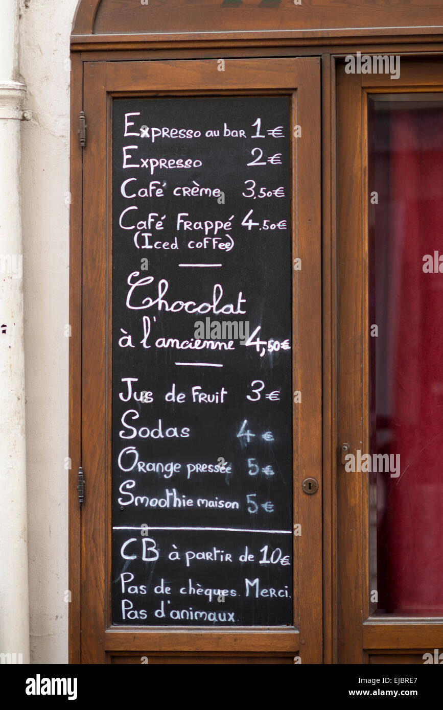 French Cafe Chalkboard Menu