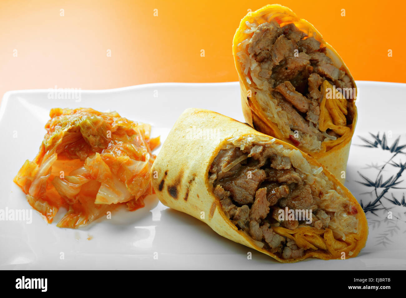 Rolled beef sandwich closeup Stock Photo - Alamy