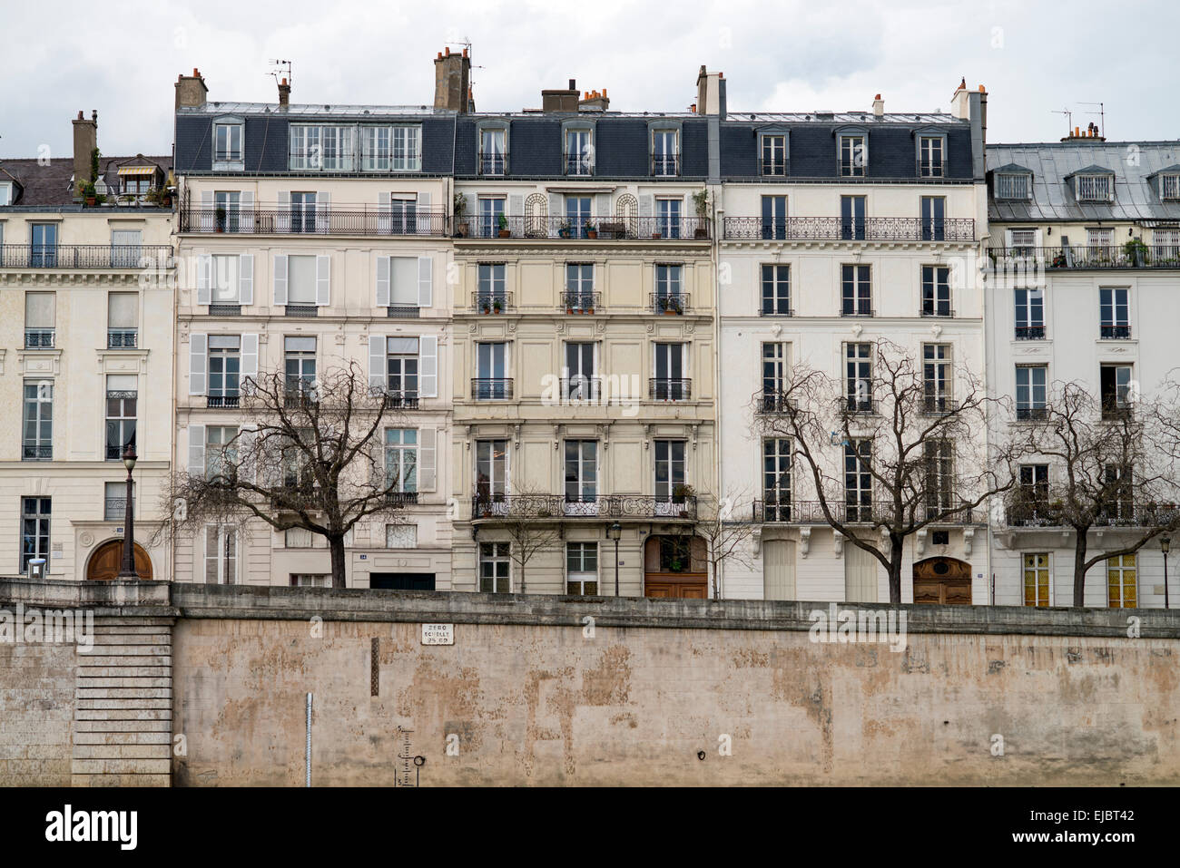 Apartment buildings along the River Seine on the Ile SaintLouis, Paris