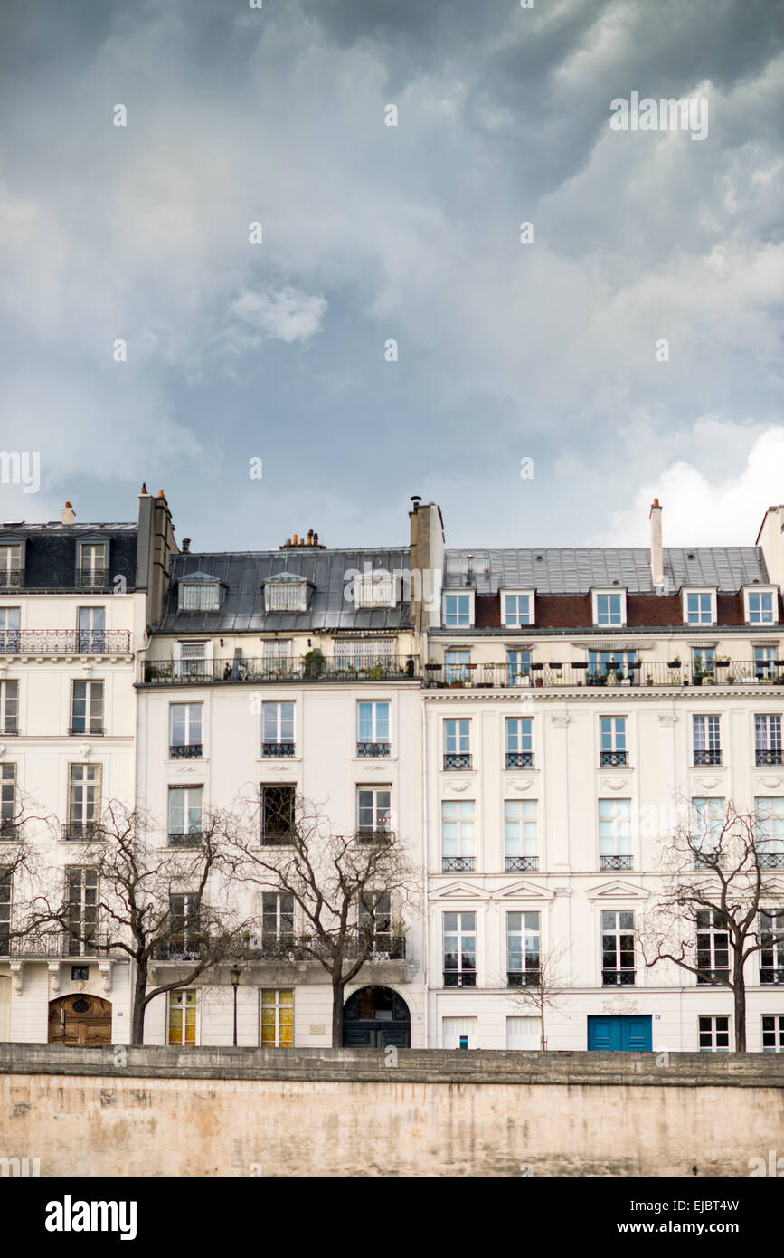 Apartment buildings along the River Seine on the Ile SaintLouis, Paris