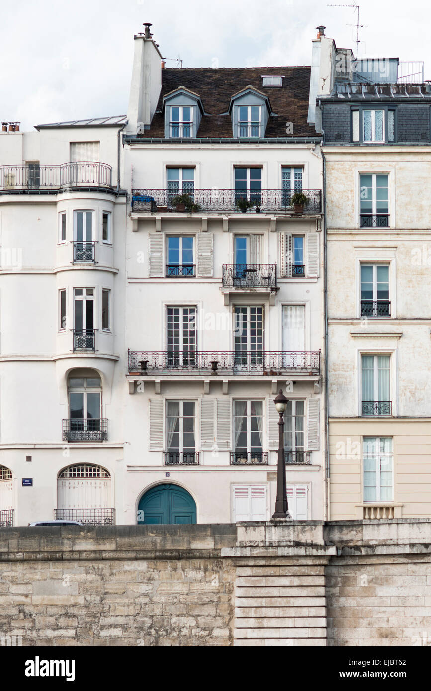 Apartment buildings along the River Seine on the Ile SaintLouis, Paris