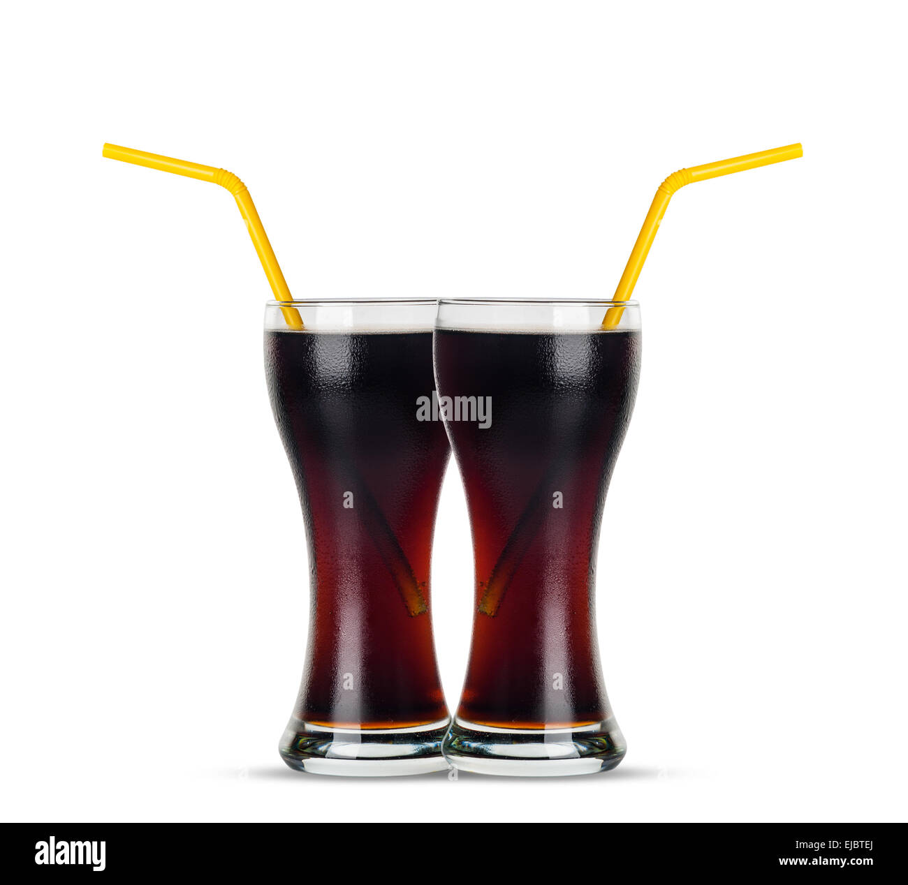 Glass of cola with ice on white background Stock Photo - Alamy