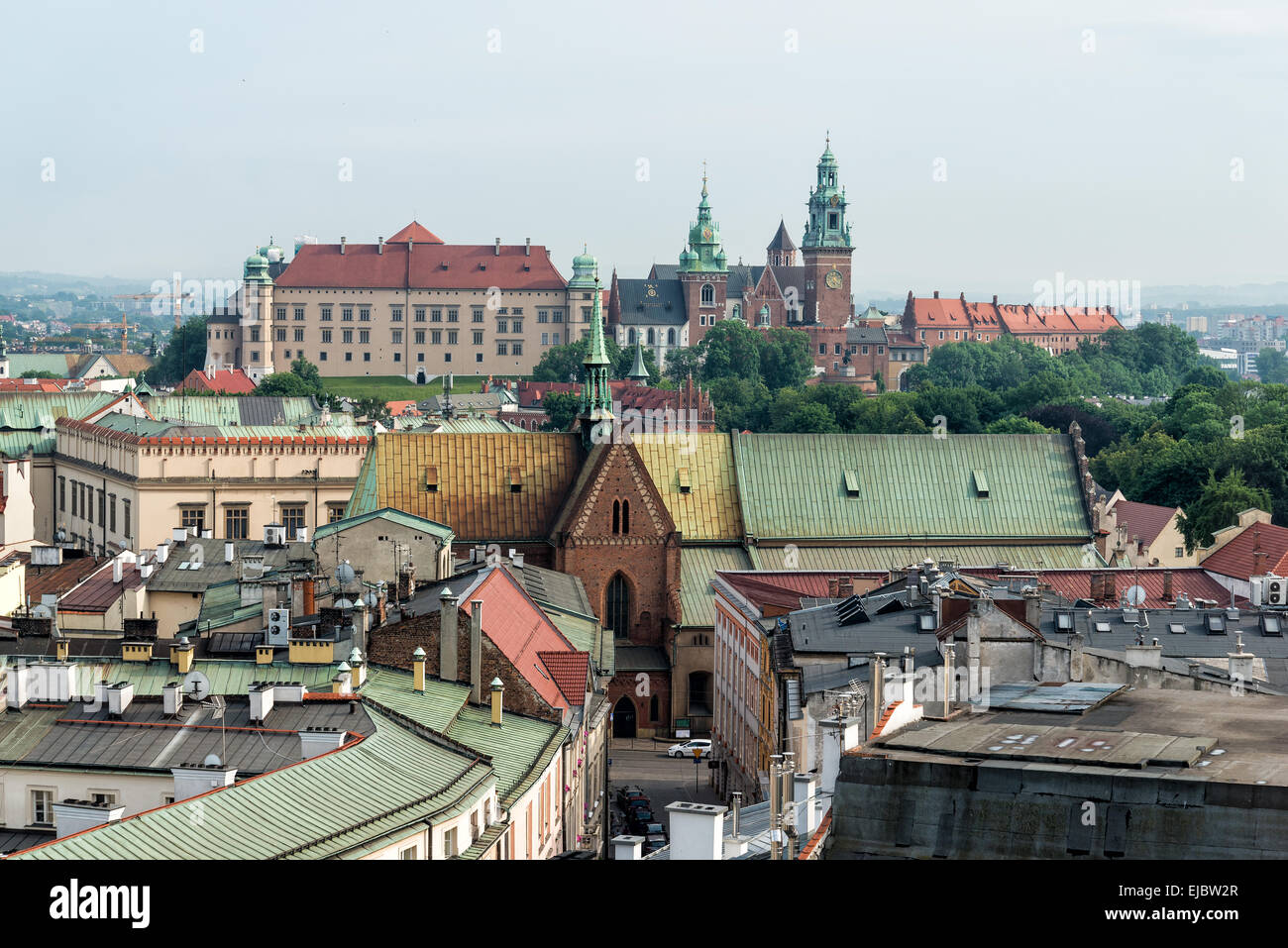 Oldtown of Krakow with Wawel Stock Photo