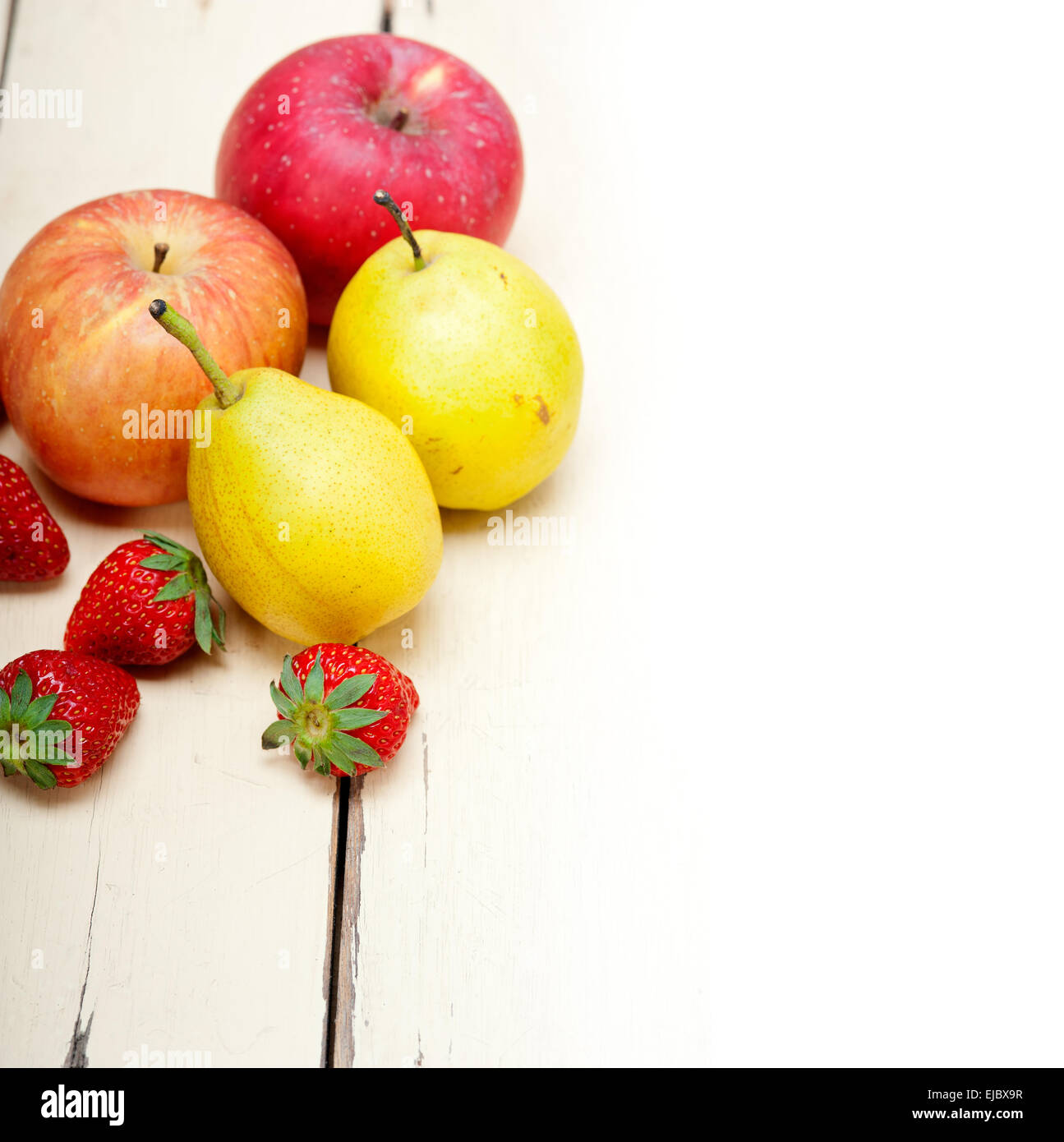 fresh fruits apples pears and strawberrys Stock Photo