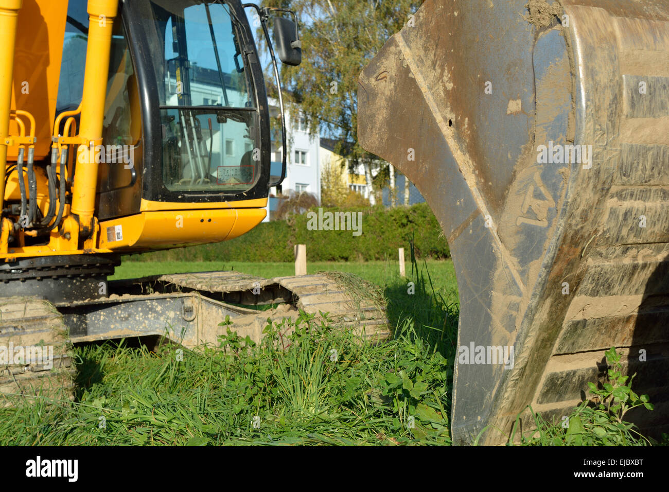 Track excavator - excavator bucket Stock Photo