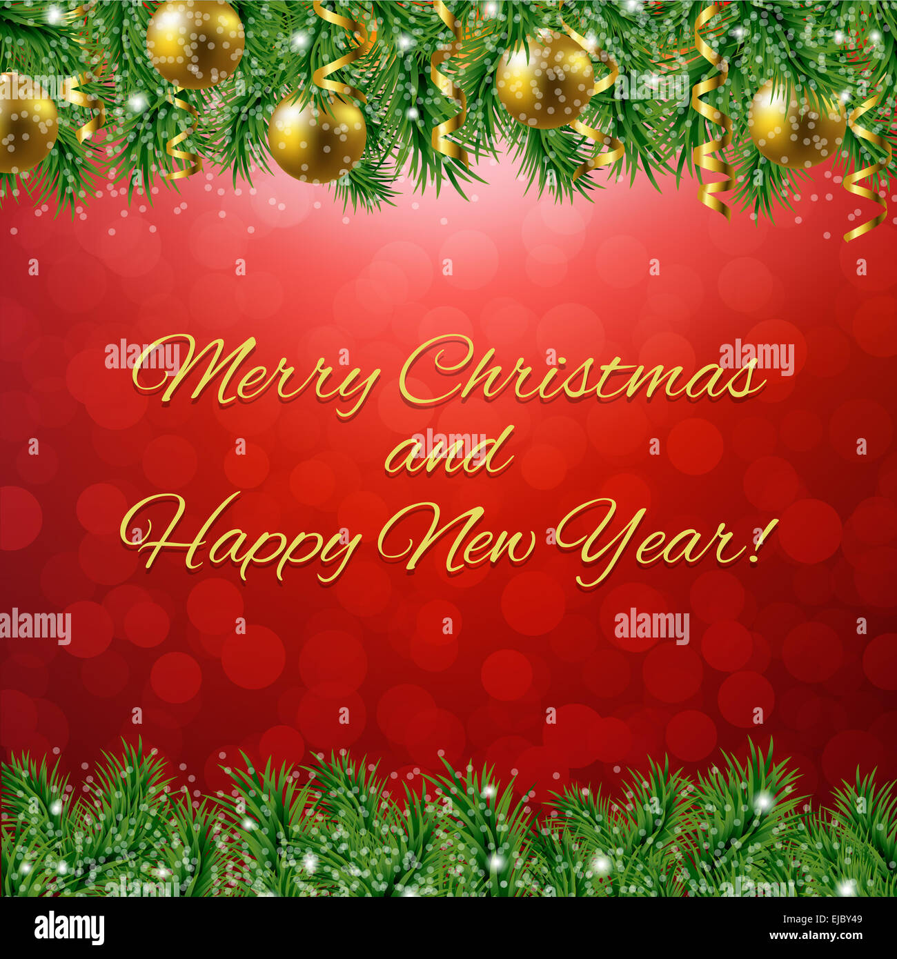 Fir Tree Border With Red Background Stock Photo - Alamy