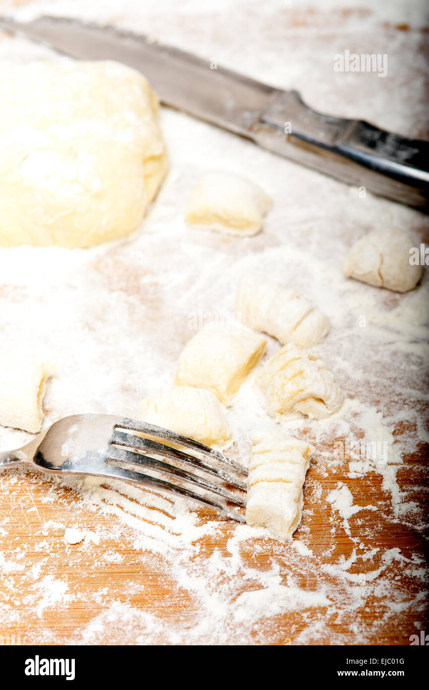 making fresh Italian potato gnocchi Stock Photo